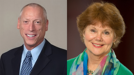 Two headshots side by side of Jean Davison and Robert Dodge.